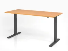 Bureau assis-debout électrique 700-1200x1800x800mm hêtre/graphite