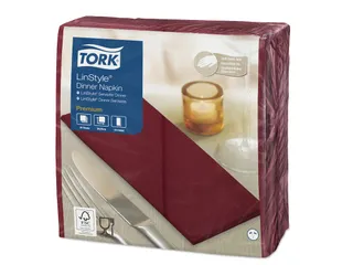 Tork 478148 Premium Linstyle Dinnerservet Bordeaux 1/8-vouw 600 Stuks - 1