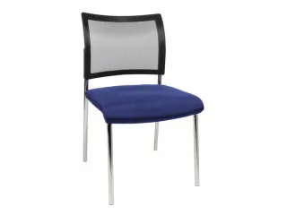 Bezoekersstoel Blauw Stof Zitting Rugleuning Netbekleding Zwart - 2