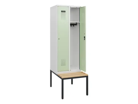 locker met bank,HxBxD 1950x600x815mm,2vak,vak B 300mm,cilinderslot