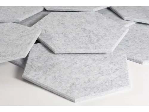 Akoestische PET-vilt Hexagon tegels lichtgrijs 30x26cm 22 stuks