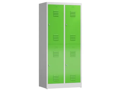 Dubbeldekse garderobekast 1800x800x500mm 2x2vak 400mm RAL7035 RAL6018