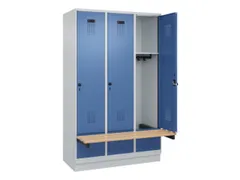 locker met bank,HxBxD 1950x1200x815mm,3vak,vak B 400mm,draaigrendel