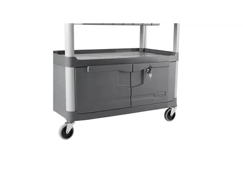Serveerwagen Met Vergrendelbare Deuren en Schuiflade Grijs