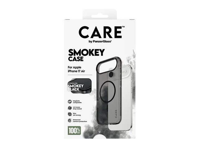 PanzerGlass CARE by Smokey Case w. Black MagSafe iPhone Air, Hoe