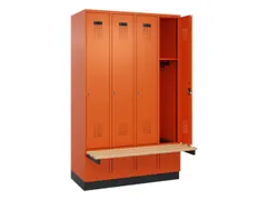 locker met bank,HxBxD 1950x1200x815mm,4vak,vak B 300mm,cilinderslot