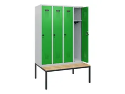 locker met bank,HxBxD 1950x1200x815mm,4vak,vak B 300mm,draaigrendel