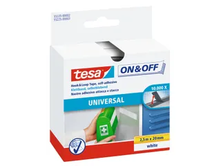 Klittenband tesa On&Off 55225 20mmx2,5m wit - 1