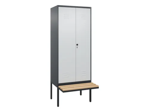 PBM-locker met bank,HxBxD 2120x800x815mm,2vak,vak B 400mm,draaigrendel