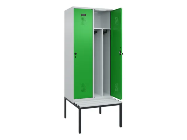 locker met bank,voor scheiding van kleding,HxBxD 2120x800x815mm,2vak