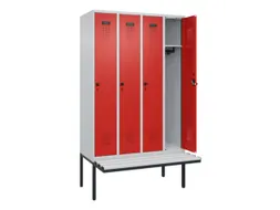 locker met bank,HxBxD 2120x1200x815mm,4vak,vak B 300mm,draaigrendel