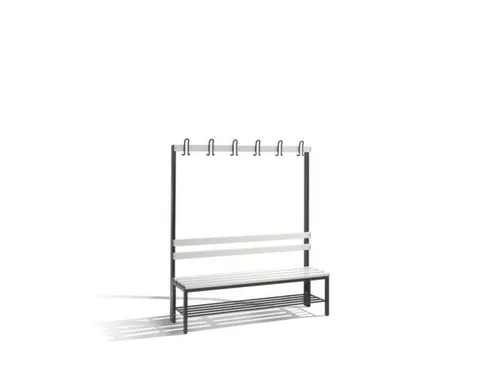 Omkleedbank 1500mm Pvc-Zitlatten Enkel Hakenlijst Schoenenrek Ral7021
