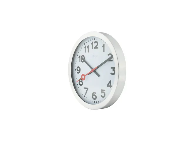 Wandklok NeXtime dia. 19cm, geborsteld aluminium, 'Station' cijfers