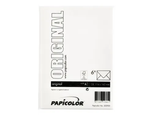 Envelop Papicolor C6 114x162mm Hagelwit Gegomd