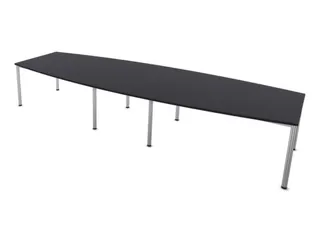 vergadertafel HxBxD 74x400x140cm vatvormig CC-zwart Alu 4voeten - 3