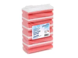Schuurspons Cleaninq met greep 140x70x42mm rood/wit 5 stuks