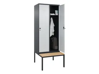 locker met bank,HxBxD 2120x800x815mm,2vak,vak B 400mm,draaigrendel - 3