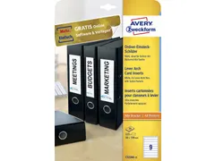 Rug-insteekkaart Avery Zweckform smal 30x190mm wit C32266-25