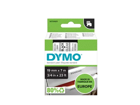 Labeltape Dymo 45800 D1 S720820 19mmx7m zwart op transparant