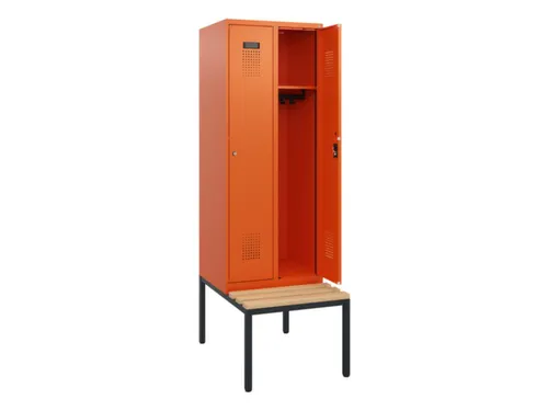 locker met bank,HxBxD 1950x600x815mm,2vak,vak B 300mm,cilinderslot