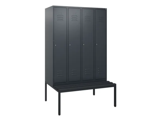 locker met bank,HxBxD 1950x1200x815mm,4vak,vak B 300mm,cil.-slot