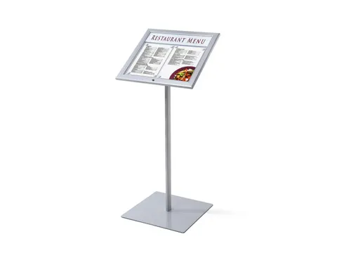 Menustandaard Vergrendelbaar 2xA4 met logopaneel LED verlicht