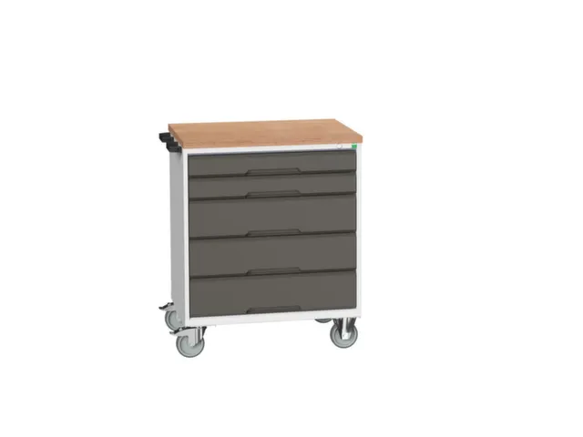 gereedschapswagen 980x800x600mm multiplexblad 5 laden RAL7035+RAL7016