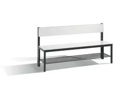 omkleedbank,HxLxD 796x1500x407mm,HPL wit,frame staal RAL7021,leuning