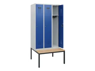 locker met bank,HxBxD 1950x900x815mm,3vak,vak B 300mm,cilinderslot - 1