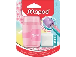 potloodslijper + gom Connect Soft Touch assorti pastelkleuren, op blis