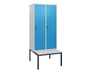 locker met bank,HxBxD 1950x800x815mm,2vak,vak B 400mm,draaigrendel - 1