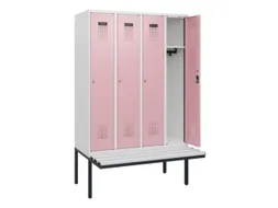 locker met bank,HxBxD 1950x1200x815mm,4vak,vak B 300mm,cilinderslot