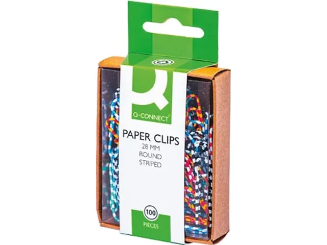 Papierklem 28mm Gestreept Geassorteerde Kleuren Doos 100 Stuks