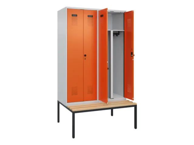 PBM-locker met bank,HxBxD 2120x1200x815mm,4vak,vak B 300mm