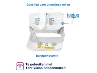 Tork 558040 T7 OptiServe Hulsloos Toiletpapier Dispenser Elevation Wit - 5