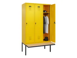 locker met bank,HxBxD 2120x1200x815mm,3vak,vak B 400mm,draaigrendel