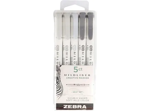 MILDLINER markeerstift grey set dubbele punt, etui à 5 stuks