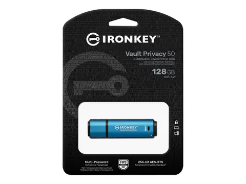 Kingston Technology IronKey Vault Privacy 50 USB Stick 128GB Blauw