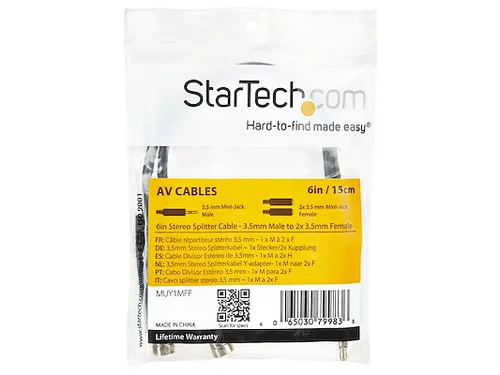 15cm Stereo Splitterkabel Y-adapter 3,5mm M naar 2x 3,5mm F