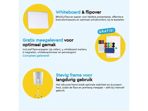 BRASQ Flipover Mobiel 70x100cm Magnetisch Wit inclusief accessoires