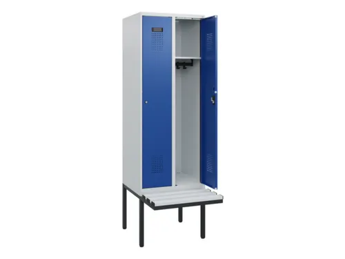locker met bank,HxBxD 1950x600x815mm,2vak,vak B 300mm,cilinderslot