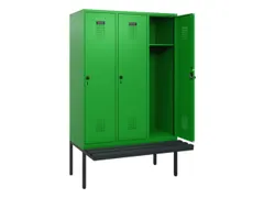 locker met bank,HxBxD 1950x1200x815mm,3vak,vak B 400mm,draaigrendel