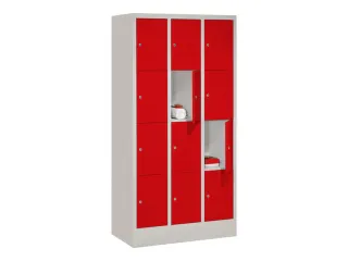 lockerkast,HxBxD 1518x900x500mm,3x4vakken,RAL7035,front RAL3000 - 2