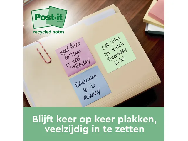 Memoblok 3M Post-it Z-Note R330 76x76mm recycle assorti kleur
