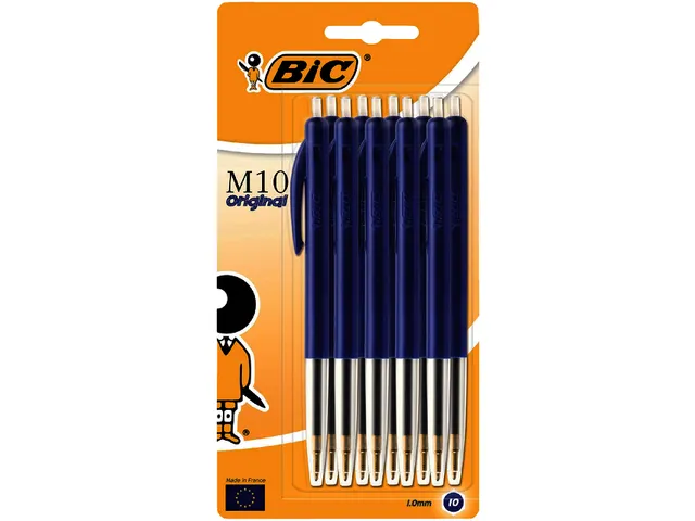 Balpen Bic M10 medium blauw blister à 10 stuks