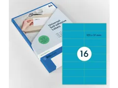Gekleurde Etiketten 105x37mm A4 Blauw 42817 1000 Vel