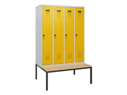 locker met bank,HxBxD 1950x1200x815mm,4vak,vak B 300mm,draaigrendel