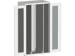 verticale kast,HxBxD 2000x1050x650mm,vensterdeur,2uittrekwanden - 2