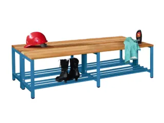 dubbele zitbank,LxD 1500x740mm,houten lijst beuken,onderstel RAL5012 - 2