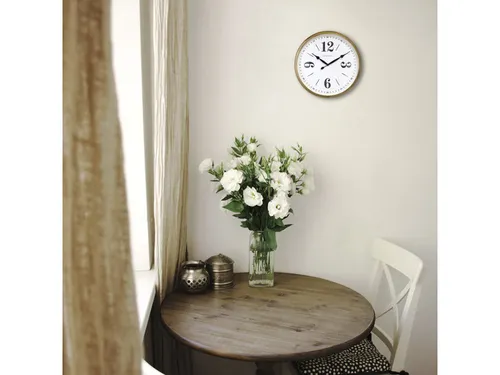 Landelijke wandklok - 39cm - Stille klok - Wit/ Goud- NeXtime "Classic